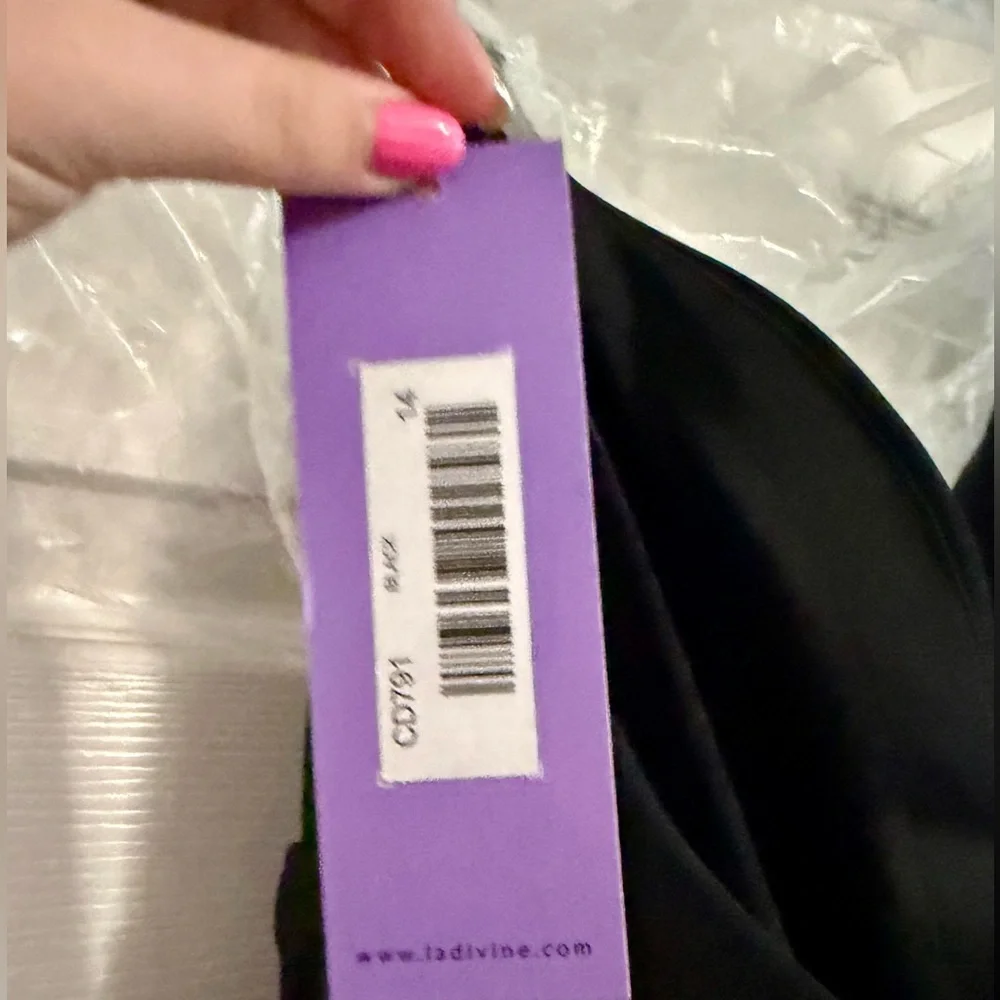 Strapless Black Evening Gown with Side Slit - Picture 3 of 4